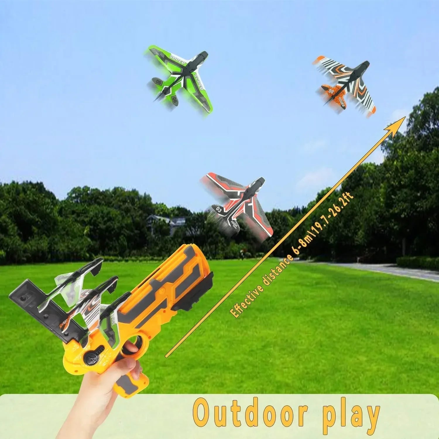 Shooting Air Airplane Launcher Bubble Catapult Plastic Airplane Toy Shooting Game Outdoor Sport Toy for Kids Plane Catapult Gun ALPENZO