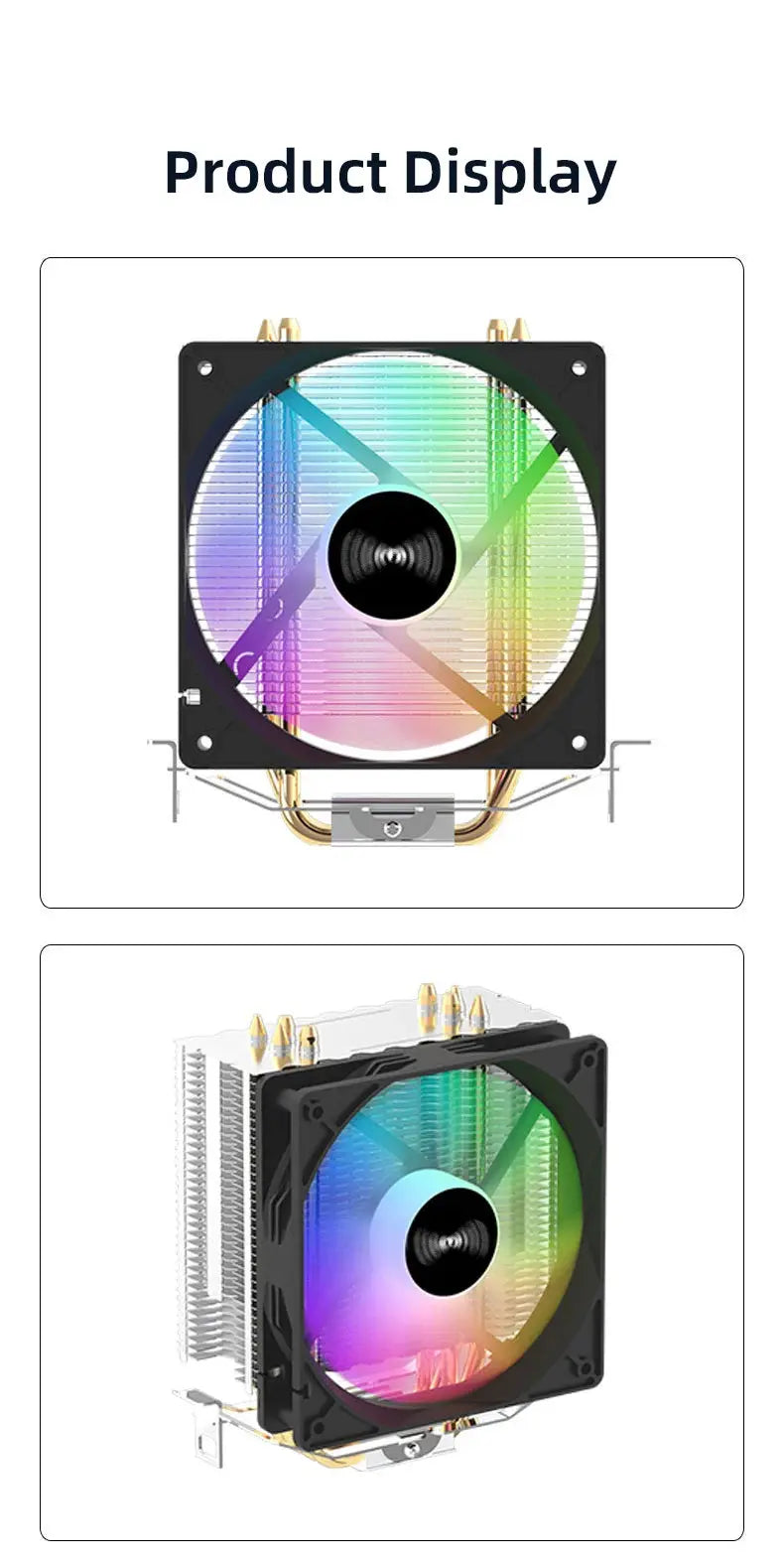 TEUCER CPU Cooler 4 Heat Pipes PC Radiator Cooling 3PIN PWM Silent Rgb Fan For Intel 1700 1150 1155 1156 1366 AM2/AM3/AM4 AMD - ALPENZO