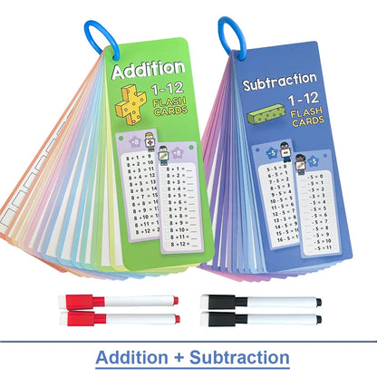1-12 Maths Table Cards Self Check Math Learning Tool Montessori Mathematical Teaching Aids Add&Subtract or Multiply&Divide Set ALPENZO