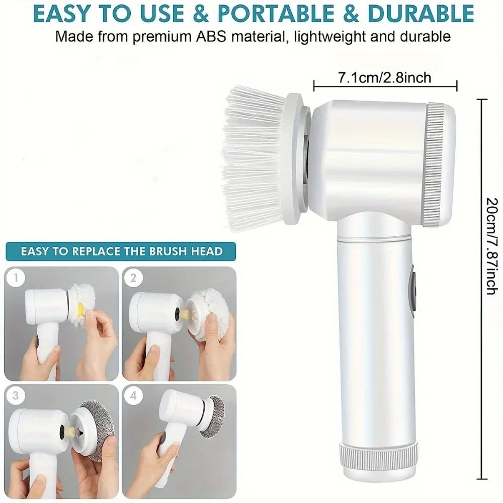 Electric Spin Scrubber,Bathroom Cleaning Brush Power Scrubber with 5 Replaceable Brush Heads, Electric Cleaning Brush ALPENZO