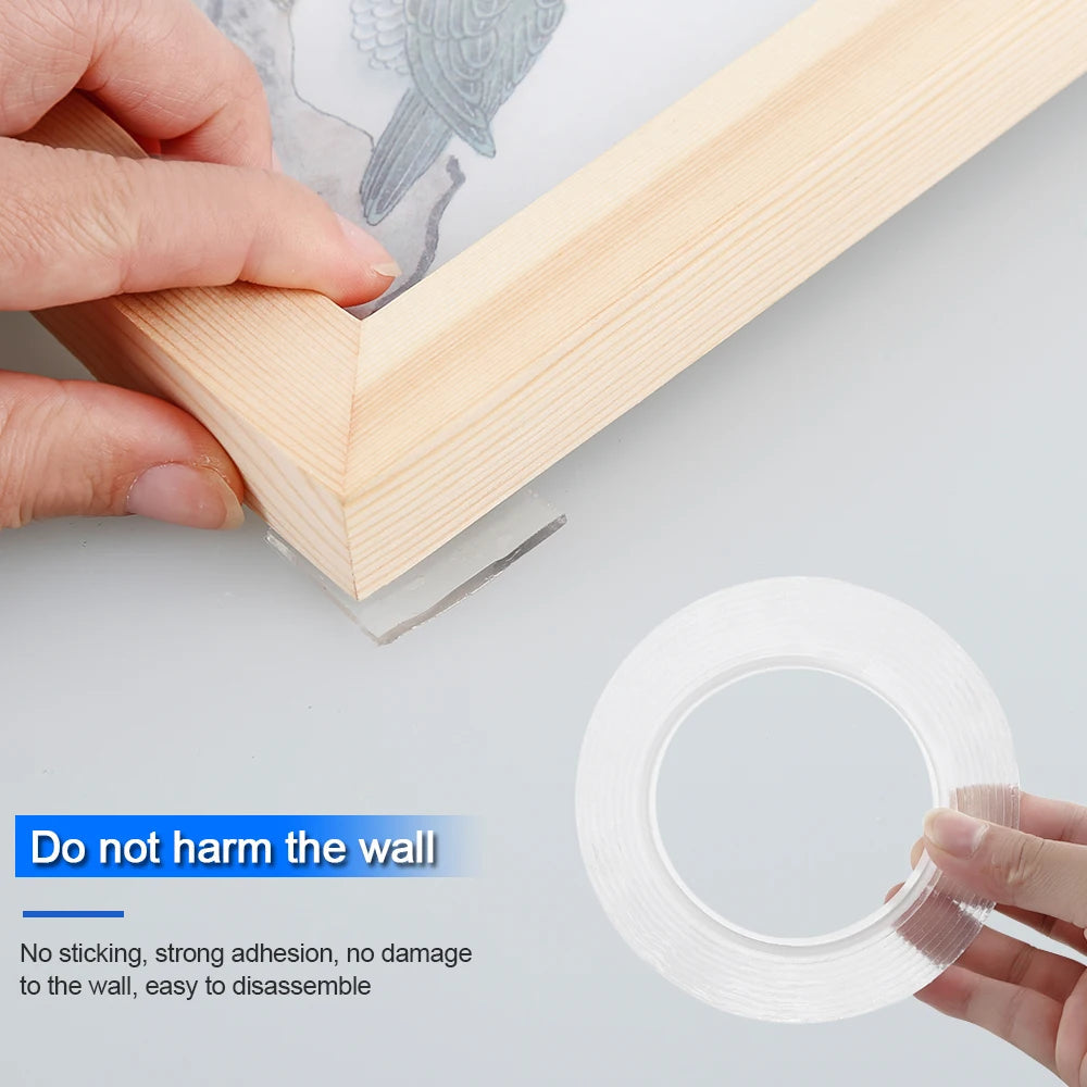 1/3/5M Double Sided Tape Transparent Acrylic Reusable Waterproof Adhesive Tracsless Tape Gadget Cinta Doble Cara Nano Tapes ALPENZO