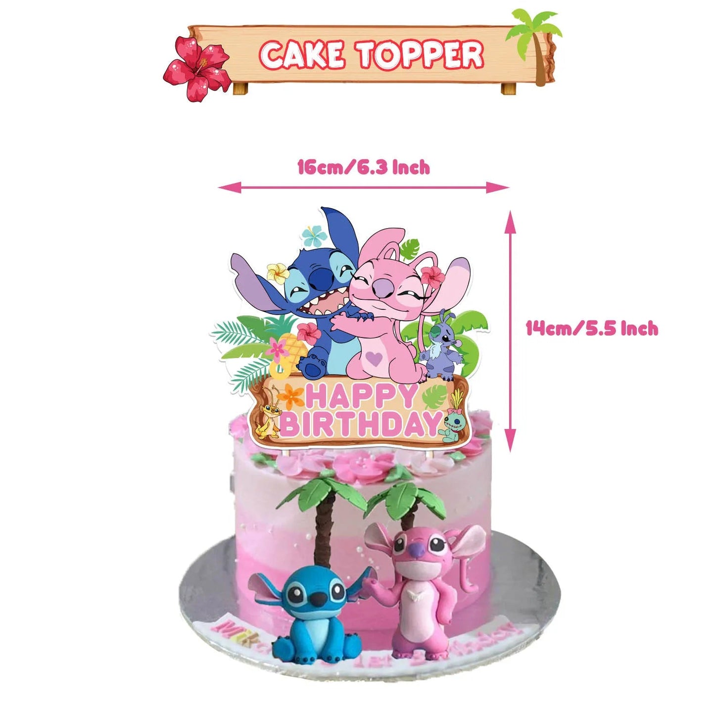 Disney Pink Lilo&Stitch Birthday Party Decorations Disposable Plate Angel Balloon Baby Shower Girls Birthday Party Supplies ALPENZO
