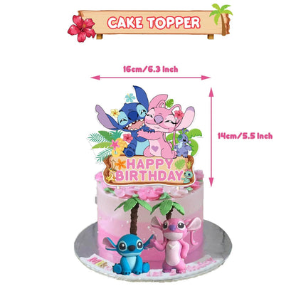 Disney Pink Lilo&Stitch Birthday Party Decorations Disposable Plate Angel Balloon Baby Shower Girls Birthday Party Supplies ALPENZO