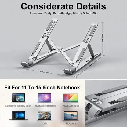 Portable Laptop Stand Aluminum Notebook Support Computer Bracket Macbook Air Pro Holder Accessories Foldable Lap Top Base For Pc - ALPENZO