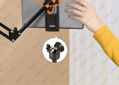 Tablet Holder for Bed with Long Metal Arm iPad Stand Tablet Bracket 360° Rotating Bed Phone Mount for 4.5~12.9 inch Phone Tablet - ALPENZO