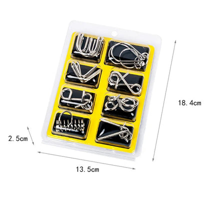 8Pcs/Set Metal Montessori Puzzle Wire IQ Mind Brain Teaser Puzzles Children Adults Interactive Game Reliever Educational Toys ALPENZO
