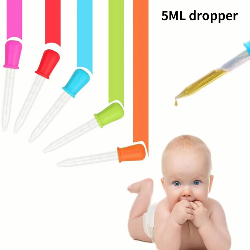 5PCS 5ml Small Silicone Plastic Pipette Dropper Feeding Medicine Liquid Eye Ear Pipette Dropper Lab Experiment Toys Gift ALPENZO