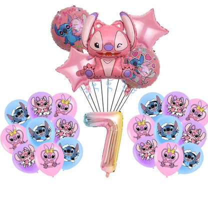 Disney Pink Lilo&Stitch Birthday Party Decorations Disposable Plate Angel Balloon Baby Shower Girls Birthday Party Supplies ALPENZO