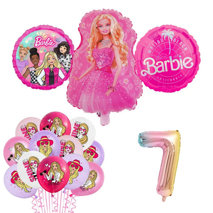 Barbie Birthday Party Supplies Pink Girl Disposable Tableware Banner Cupcake Topper Background Princess Balloons Gift Bag ALPENZO