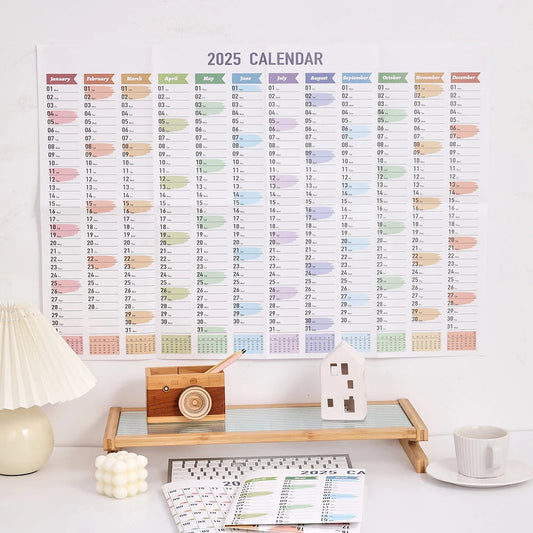 1 pc 2025 Colorful Large Size Paper Wall Calendar With Stickers And Tapes 365 Days Calendar Of The Year Planner Memo Schedules ALPENZO