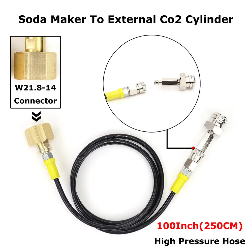 Soda Maker To External Co2 Tank Adapter and Hose Kit Fit Sodastream & W21.8-14 Or CGA320 With Quick Disconnect