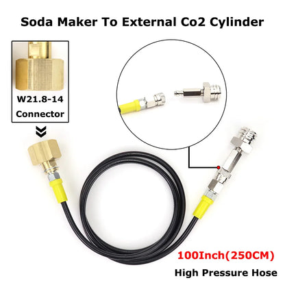Soda Maker To External Co2 Tank Adapter and Hose Kit Fit Sodastream & W21.8-14 Or CGA320 With Quick Disconnect
