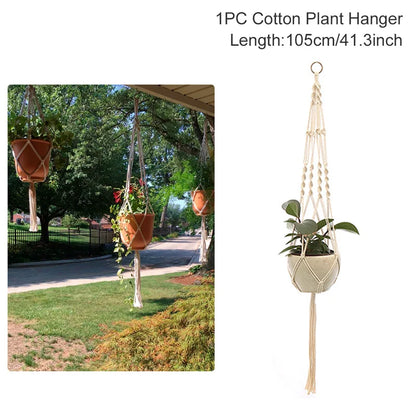 Hanging Plant Handmade Macrame Plant Hanger Flower Pot Planter Hanger Wall Decor Courtyard Garden Hanging Planter Hanging Basket - ALPENZO