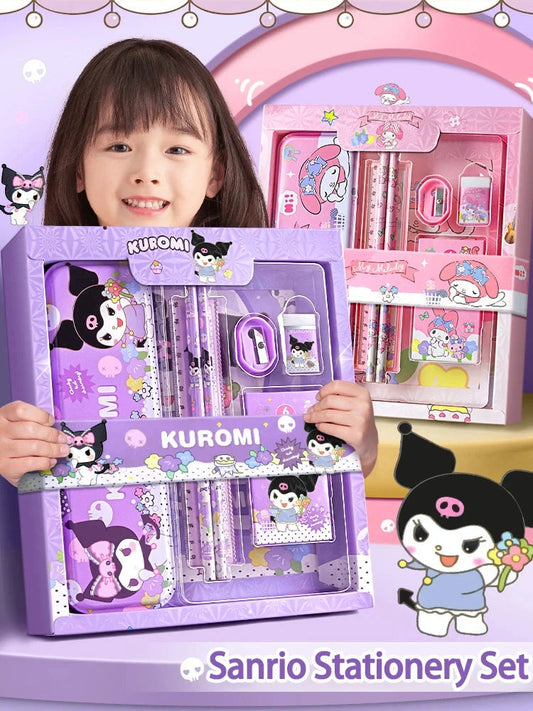 Sanrio Kuromi Melody Cinnamoroll Stationery Gift Box Girls Primary School 12-Piece School Supplies for Children Kawaii New Hot ALPENZO