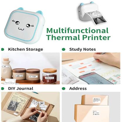 Portable Mini Printer， Wireless Photo Printer ，Ink-Free Thermal Printing For Notes Photos Memos For Android IOS - ALPENZO
