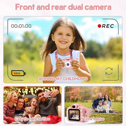 Kids Camera Toys 2 inch Screen HD Cartoon Kids Digital Camera Mini SLR Camera Cute Toy For Children Birthday Christmas Gifts ALPENZO