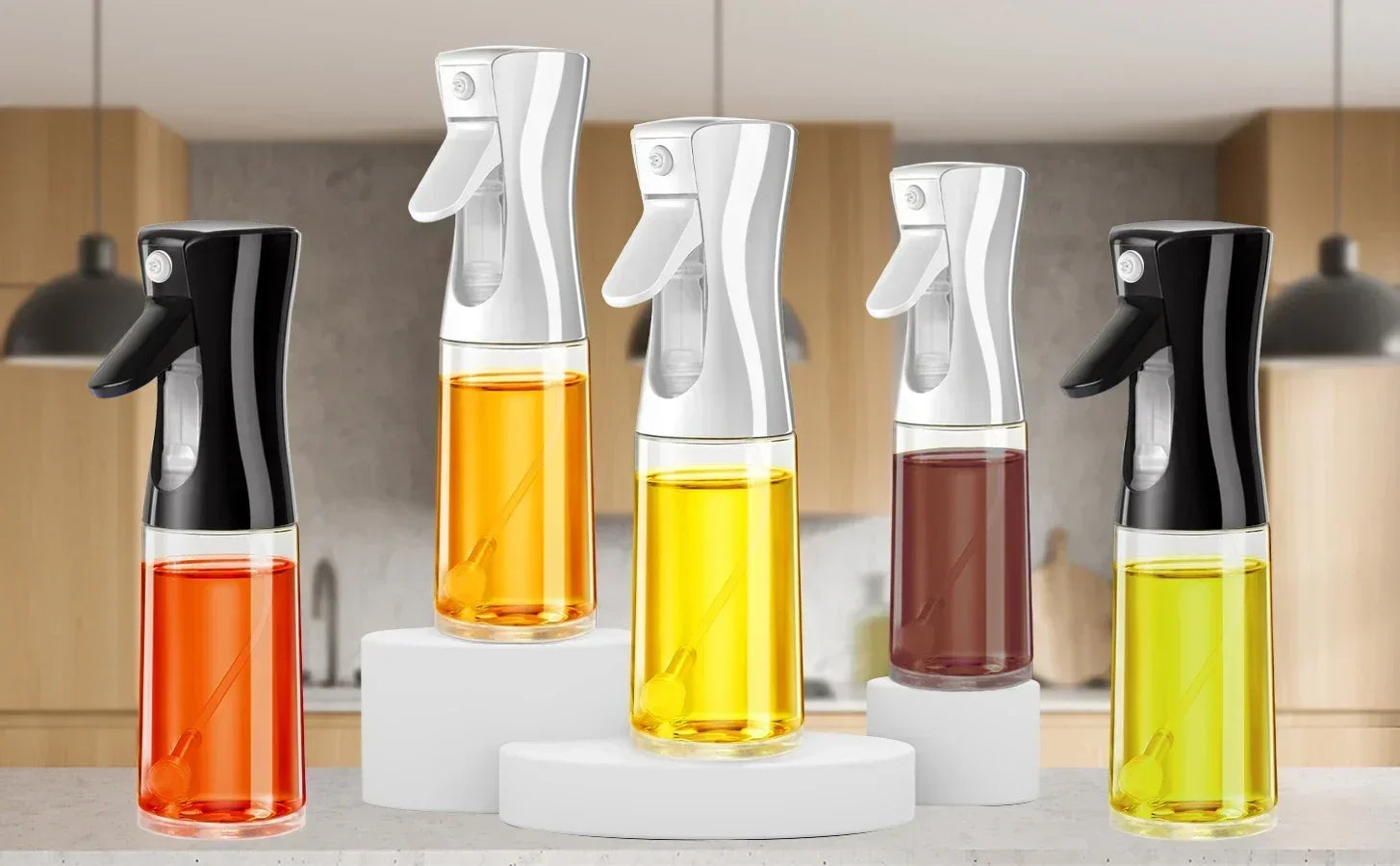Kitchen Oil Spray Bottle Cooking Olive Oil Sprayer 200/300/500ML Pneumatic Spray Bottle Fitness Barbecue Spray Oil Dispenser - ALPENZO