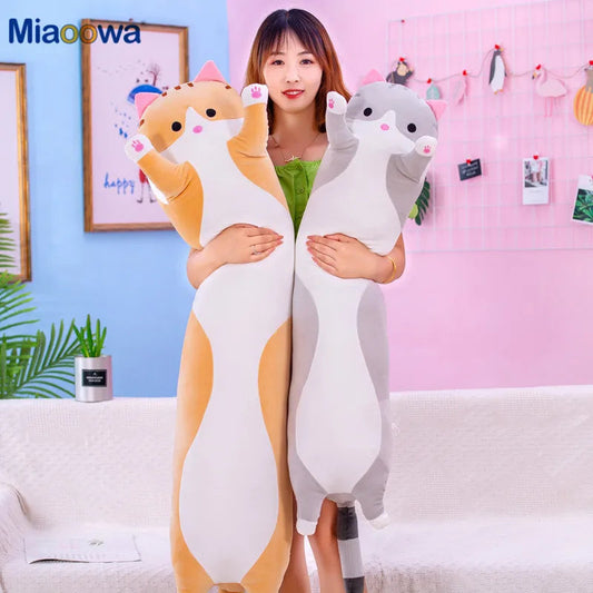 50/70cm Cute Soft Long Cat Plush Toys Stuffed Pause Office Nap Pillow Bed Sleep Home Decor Gift Doll for Kids Girl ALPENZO