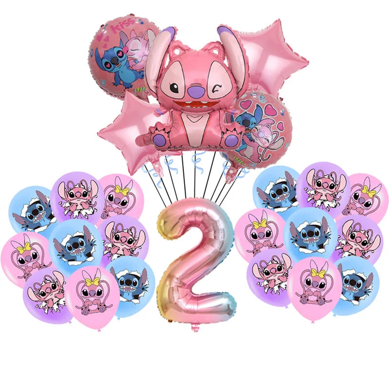Disney Pink Lilo&Stitch Birthday Party Decorations Disposable Plate Angel Balloon Baby Shower Girls Birthday Party Supplies ALPENZO