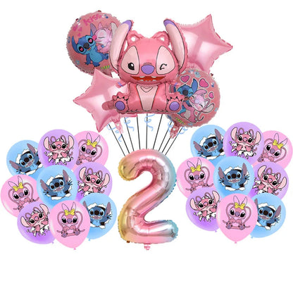 Disney Pink Lilo&Stitch Birthday Party Decorations Disposable Plate Angel Balloon Baby Shower Girls Birthday Party Supplies ALPENZO
