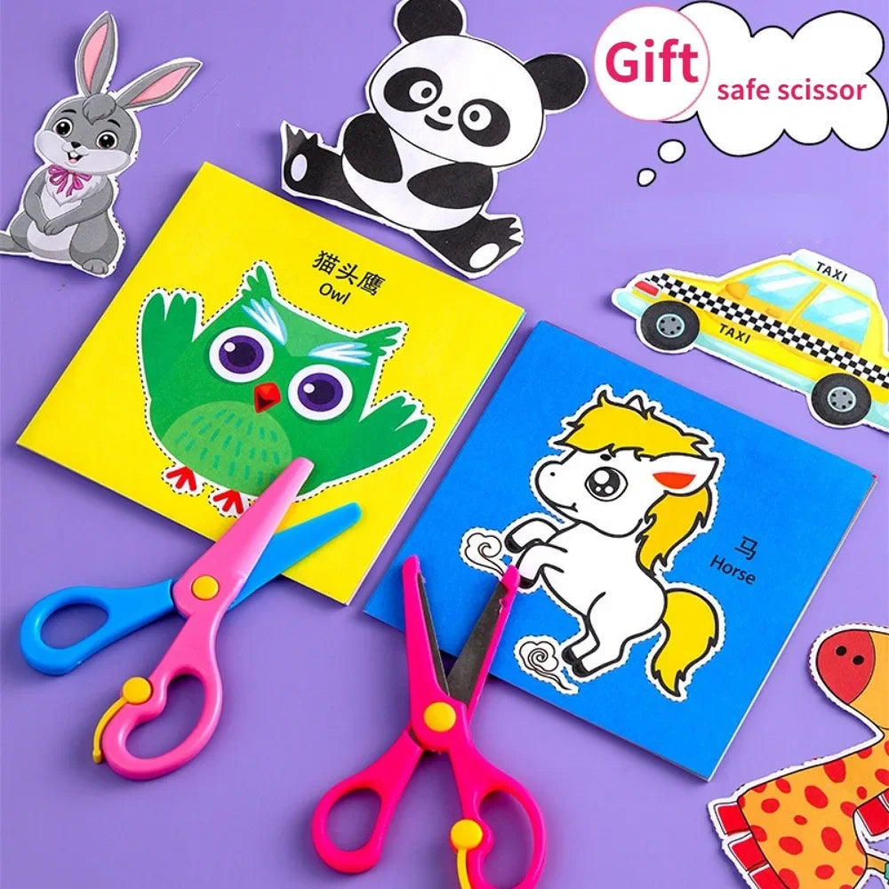 48Pcs Handmade Paper Cut Book Kids Craft Toys DIY Cartoon Scrapbooking Paper Art Toys Kids Learning Toys for Children Gifts ALPENZO