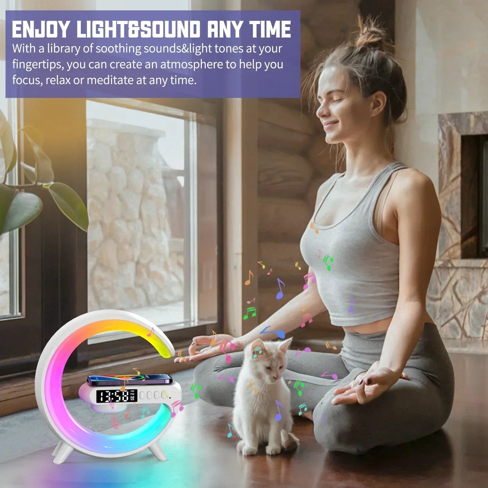 Opansten Multifunction Wireless Charger Pad Stand Speaker TF RGB Night Light Fast Charging Station for iPhone 15 14 13 Samsung ALPENZO