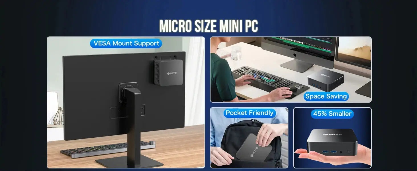 SOYO M4 PRO Mini PC Intel Twin Lake N150 Mini PC Computer PC Win11 Pro Mini PC DDR4 16GB RAM 512GB ROM WiFi6 BT5.2 Desktop - ALPENZO