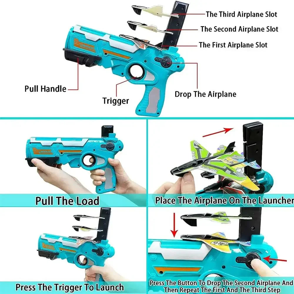 Shooting Air Airplane Launcher Bubble Catapult Plastic Airplane Toy Shooting Game Outdoor Sport Toy for Kids Plane Catapult Gun ALPENZO