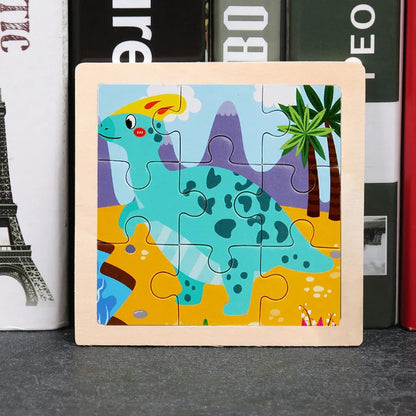 Hot Sale 11X11CM Kids Wooden Puzzle Baby Cartoon Animal Traffic Tangram Wood Puzzle Educational Jigsaw Toys For Children Gifts ALPENZO