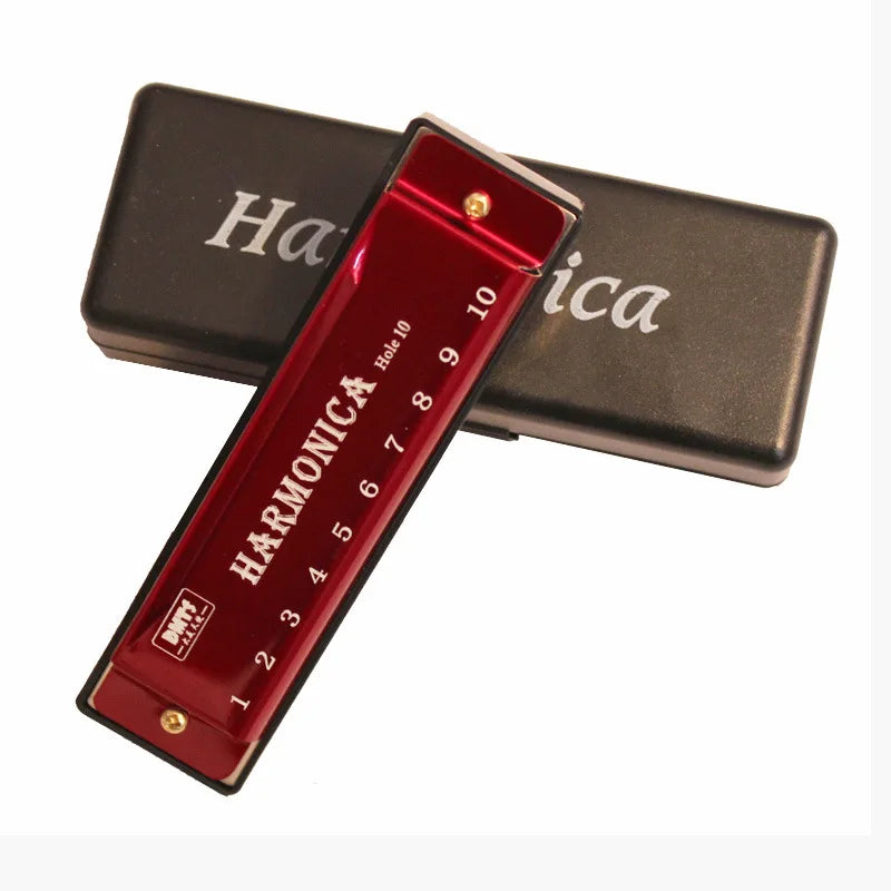 Harmonica Key of C 10 Hole Diatonic Harmonica C with Case for Beginner Students Kids Gift BLUES with case