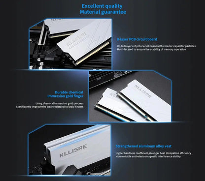 Kllisre Memória DDR3 DDR4 8GB 16GB Ram 1600 1866 2666 3200 MHz Desktop Memory DIMM Non-ECC - ALPENZO
