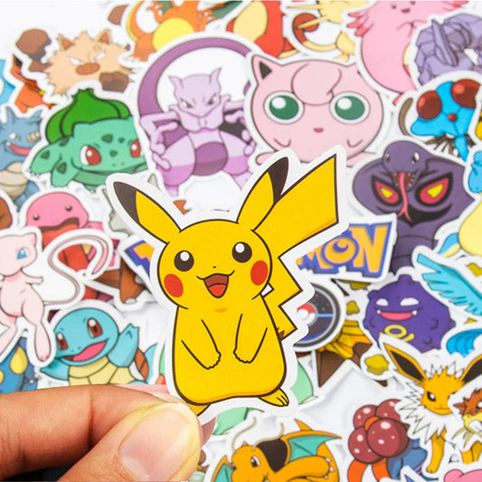 50/100Pcs Pokemon Stickers Kawaii Pikachu Skateboard Bicycle Guitar Laptop Kids Waterproof Stiker Toys ALPENZO