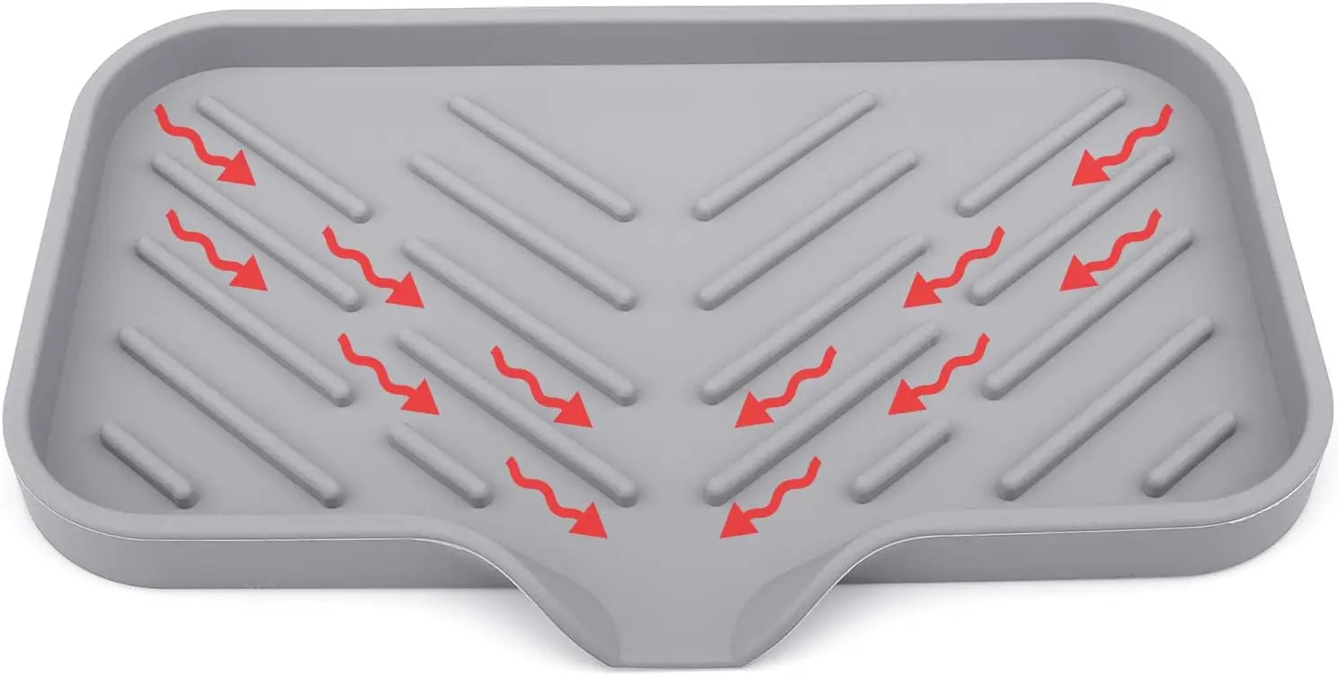 Silicone Kitchen Sink Tray Soap Tray Soap Dish Holder Sponge Holder with Built-in Drain Lip Countertop Sink Kitchen Organizer - ALPENZO