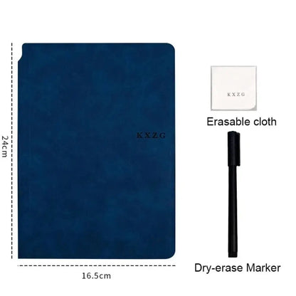 1 Pcs Reusable Whiteboard Notebook Set With Whiteboard Pen Erasing Cloth Leather Memo Pad Weekly Planner Portable Stylish Office ALPENZO