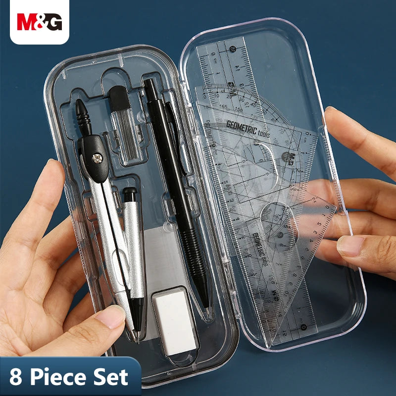 M&G Compass Set Ruler Measurement Set Learning Professional Multifunctional Drawing Tool Set Ruler and Ruler 8-pcs Set ALPENZO