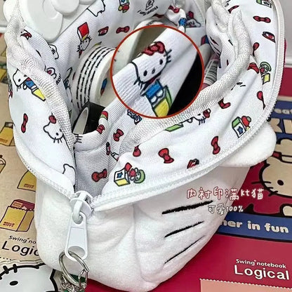 Japanese Cat Pen Bag Cute Printed Cartoon Plush Student Pen Bag Simple And Fashionable Multi Functional Large Capacity Storage ALPENZO