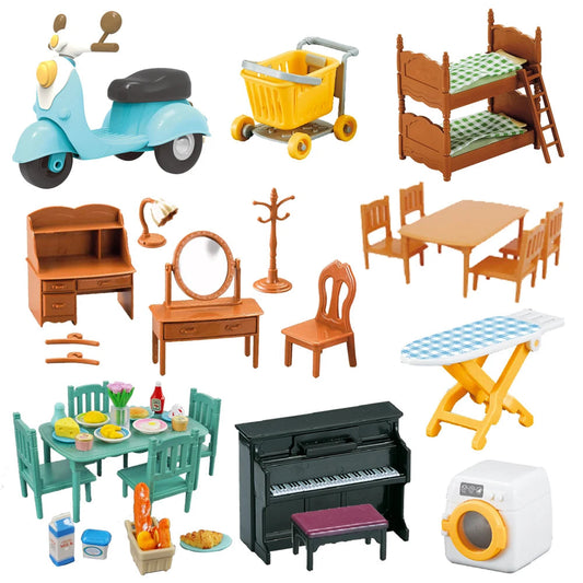 1:12 Miniature Furniture Forest Family Kitchen Toy Dining Table Dollhouse Accessories Bathroom Pretend Play For Girl Gifts Toys ALPENZO