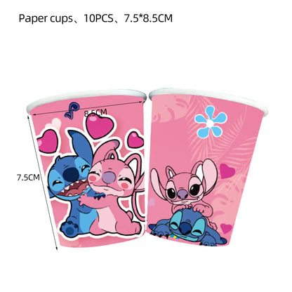 Disney Pink Lilo&Stitch Birthday Party Decorations Disposable Plate Angel Balloon Baby Shower Girls Birthday Party Supplies ALPENZO
