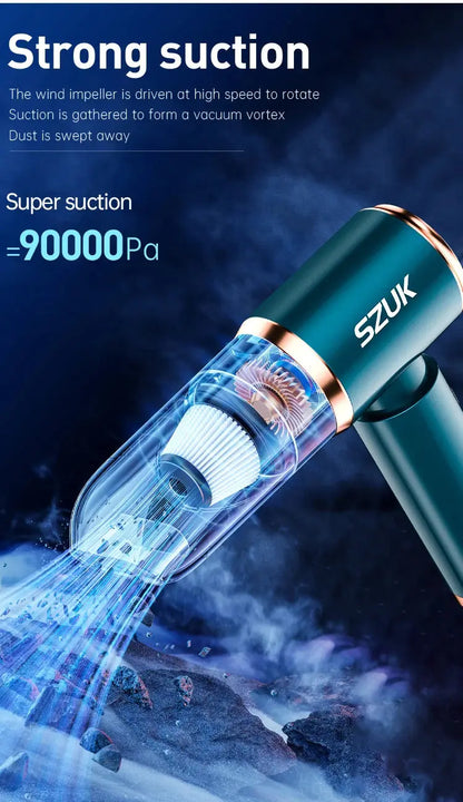SZUK Mini Car Vacuum Cleaner Wireless Powerful Portable Cleaning Machine Handheld for Car Blow 2 In 1 Home Appliances - ALPENZO
