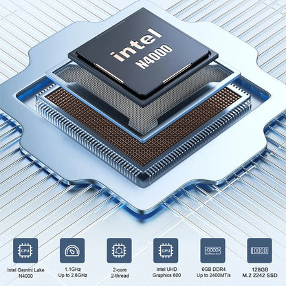MLLSE Mini PC M2 Air Intel Gemini Lake N4000 Windows 11 6GB RAM 128GB ROM Dual-Band WiFi Bluetooth USB Mini Computer - ALPENZO