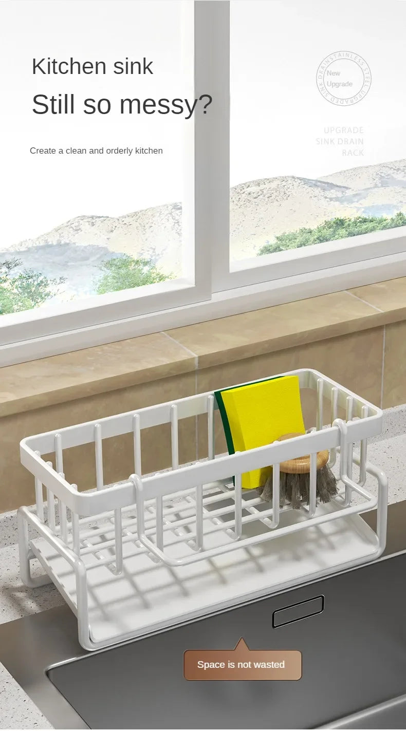 Kitchen Shelf Rag Storage Drainage Shelf No-Punch Storage Rack Home Spice Rack Sink Tap Sink Drainage Rack Kitchen Accessories - ALPENZO