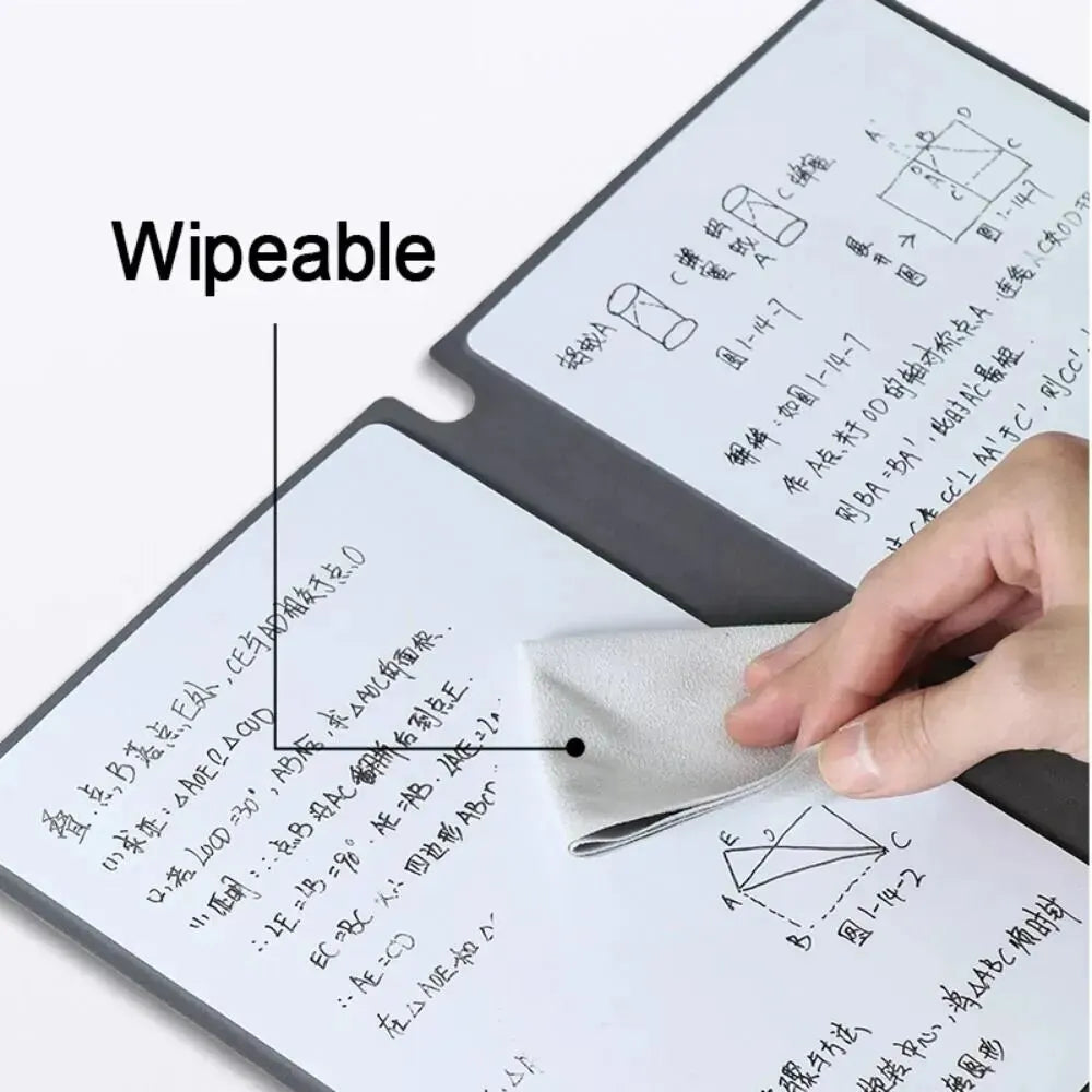 1 Pcs Reusable Whiteboard Notebook Set With Whiteboard Pen Erasing Cloth Leather Memo Pad Weekly Planner Portable Stylish Office ALPENZO