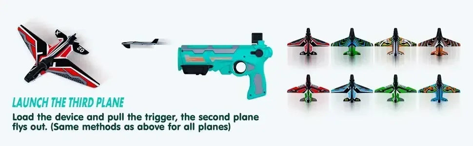 Shooting Air Airplane Launcher Bubble Catapult Plastic Airplane Toy Shooting Game Outdoor Sport Toy for Kids Plane Catapult Gun ALPENZO
