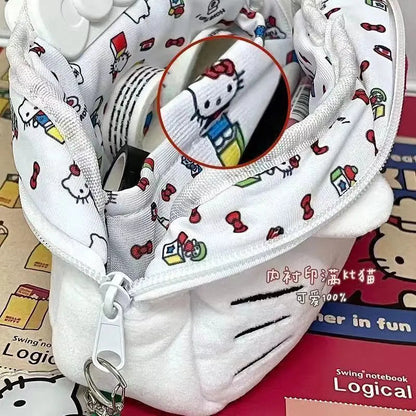 Japanese Cat Pen Bag Cute Printed Cartoon Plush Student Pen Bag Simple And Fashionable Multi Functional Large Capacity Storage ALPENZO