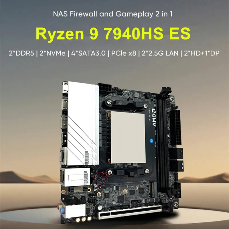 Topton NAS Gaming Motherboard AMD Ryzen 9 7940HS ES 7840HS ES 2xNVMe 4xSATA PCIEx8 2xDDR5 2x2.5G LAN Firewall NAS ITX Mainboard - ALPENZO