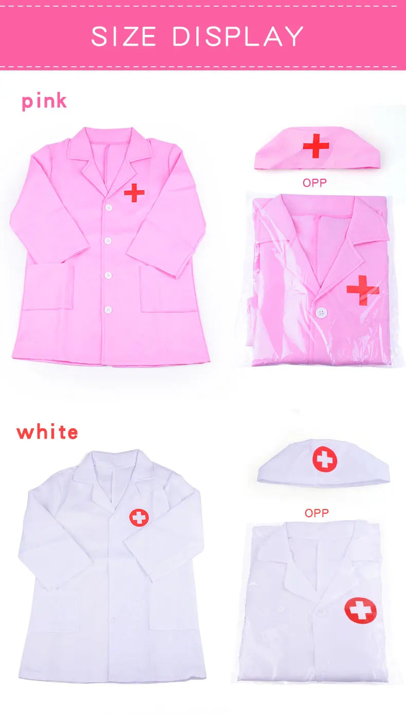 Doctor's clothes, long-sleeved nurse's children's performance clothes, family toys ALPENZO