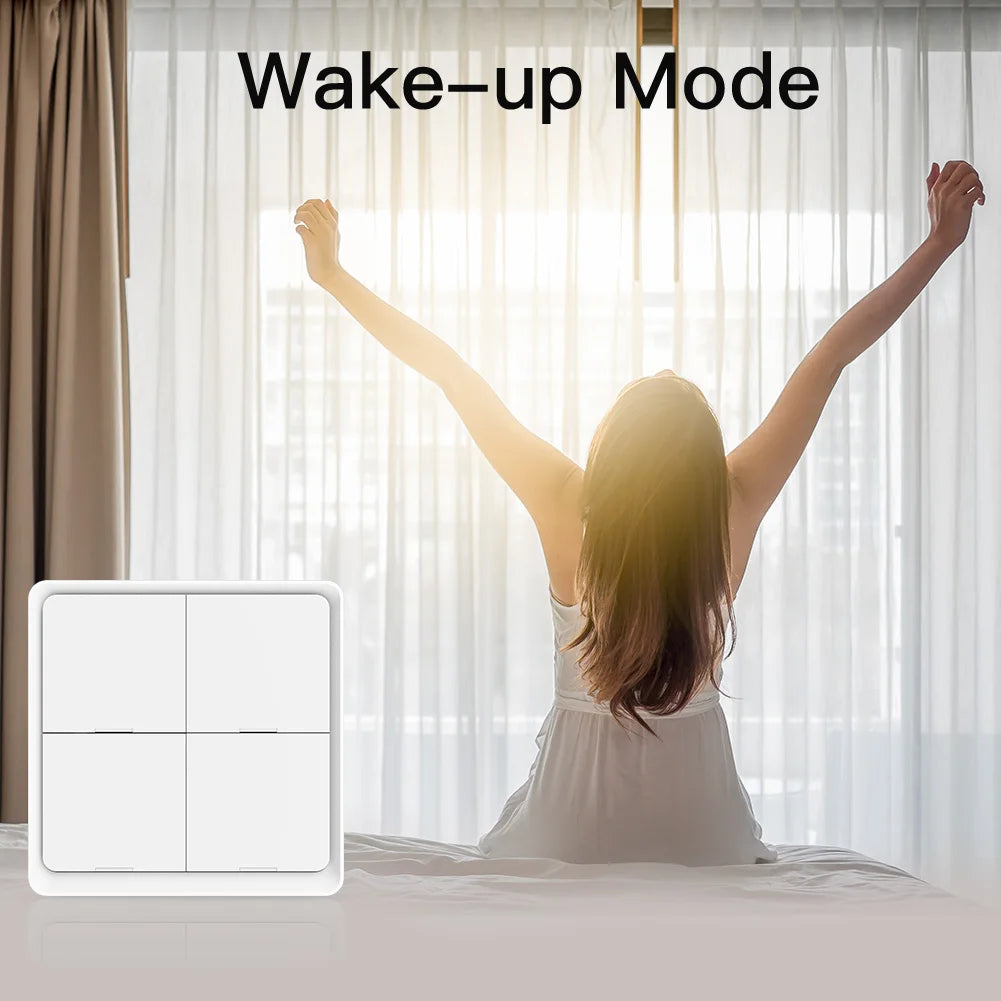 MOES 4 Gang Tuya ZigBee Wireless 12 Scene Switch Push Button Controller Battery Powered Automation Scenario for Tuya Devices - ALPENZO