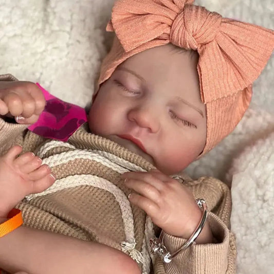 MRB 17inch Levi Reborn Baby Doll Already Painted Finished Sleeping Vinyl Newborn Baby 3D Skin Visible Veins Collectible Art Doll ALPENZO
