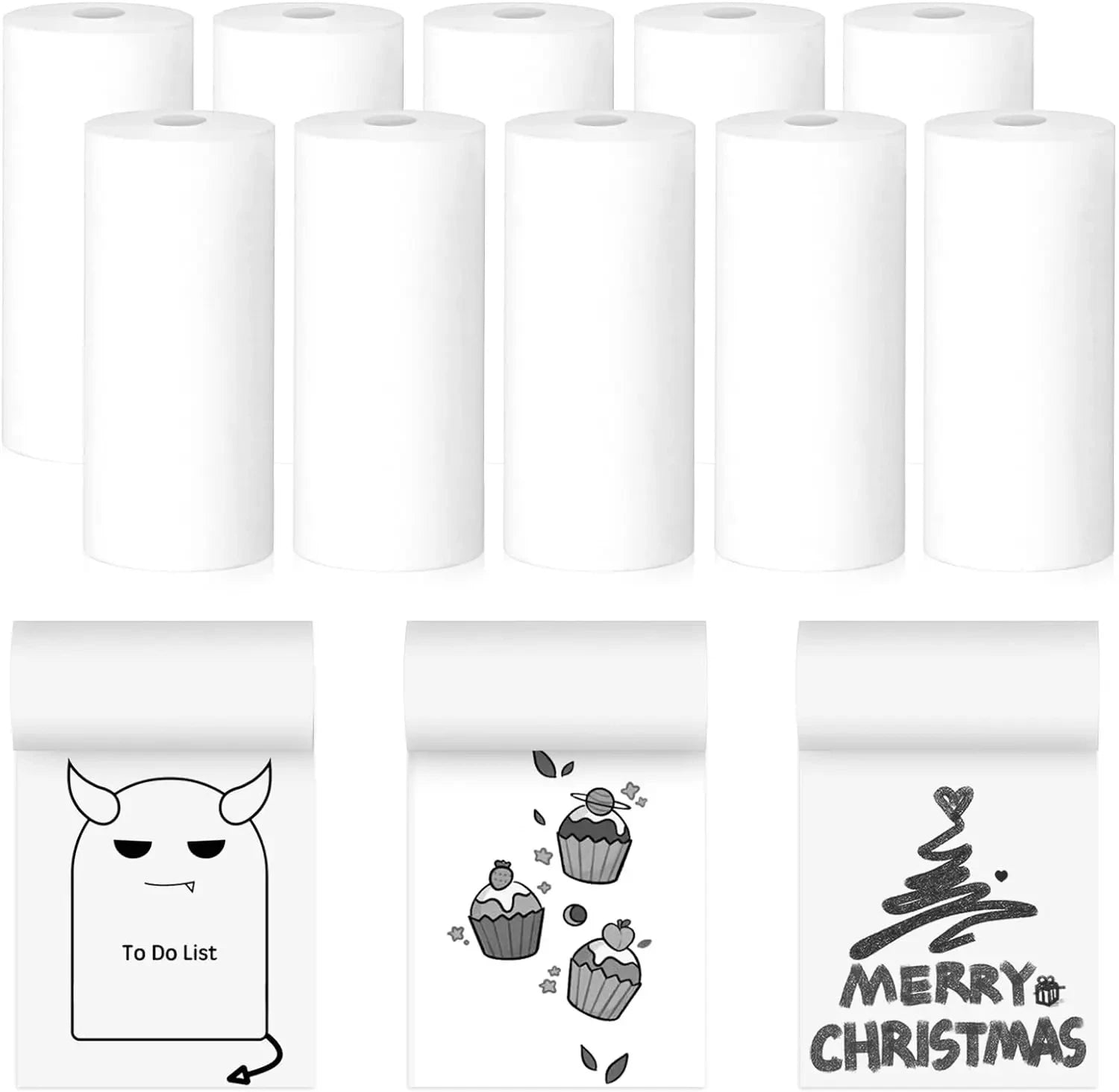 Thermal Printer Paper Rolls for Mini 10 Rolls 2.2in x 19ft  Pocket Printer White Colors Sticky Receipt Paper Rolls POS Papers ALPENZO