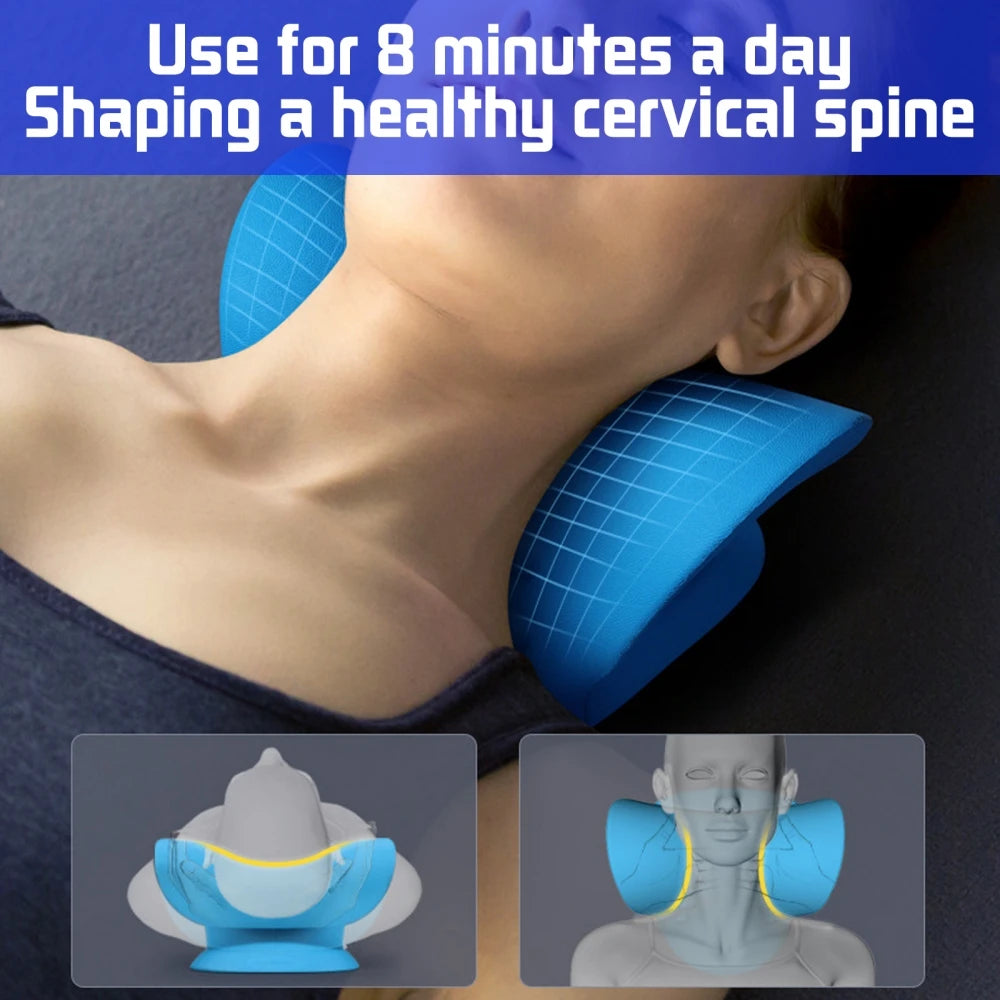 Cervical Neck Shoulder Stretcher Massage Pillow Traction Device Muscle Relaxation Relieve  Pain Cervical Spine Correction - ALPENZO
